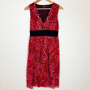 Vivienne Tam Red Mesh Midi Dress 2 Y2K 90s Retro Whimsigoth Romantic Office